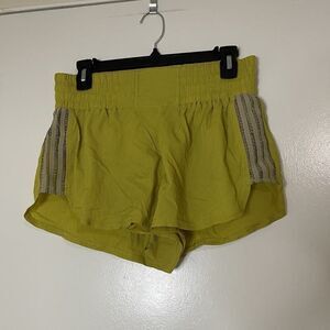 Free People FP movement yellow mustard high waist running shorts size small